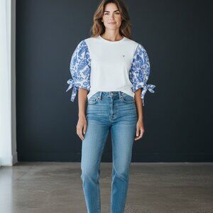 Cotton t-shirt, Tommy Hilfiger with Darling Sleeves that Tie, NWT